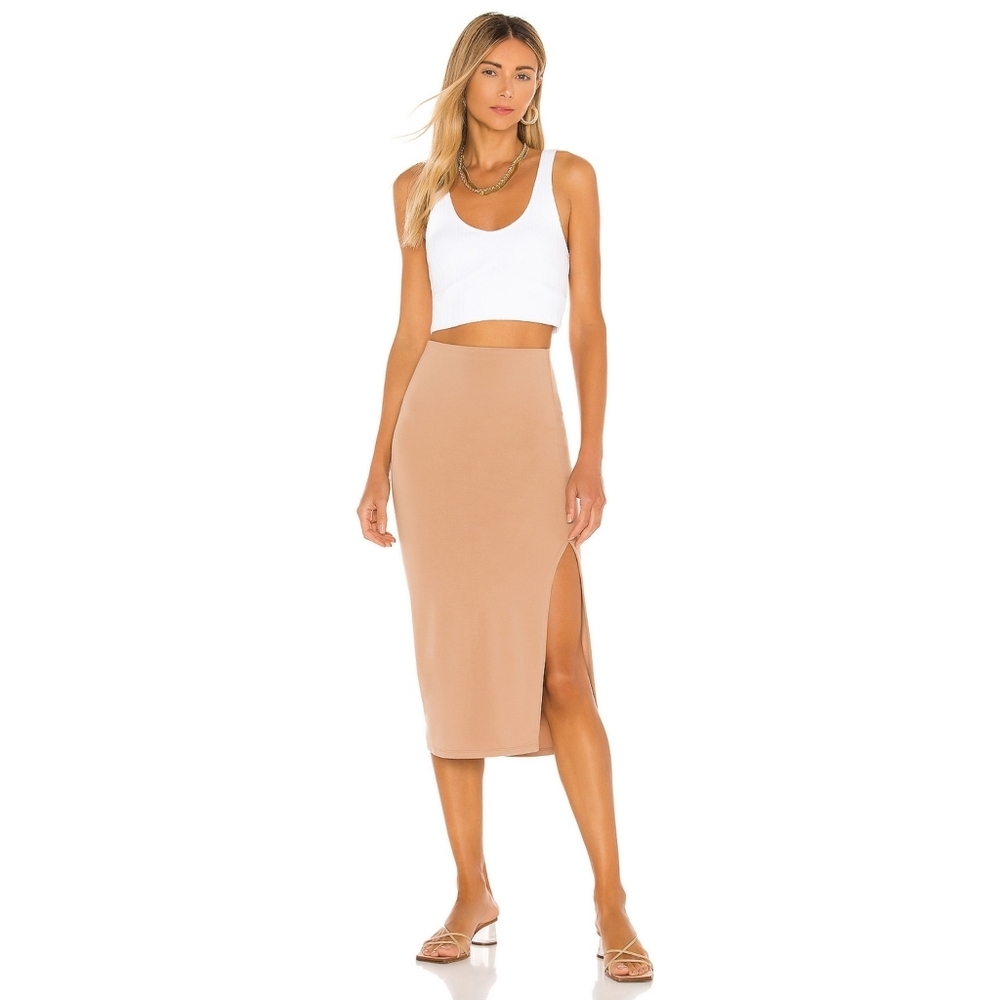 Lovers + Friends Aubrey Midi Skirt Nude XXS NWT New